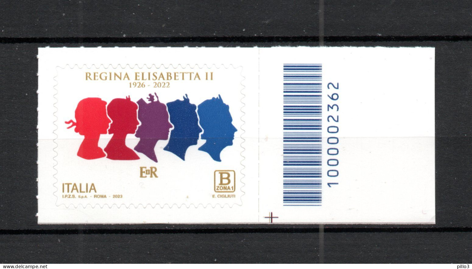 ITALIA :  Regina Elisabetta II  - Codice A Barre N° 2362 Inf.destro  MNH**  Del  12.09.2023 - Code-barres