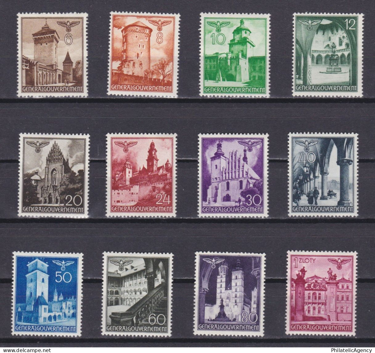 POLAND General Government 1940, Mi# 40-51, German Occupation, Architecture, MH - Gouvernement Général