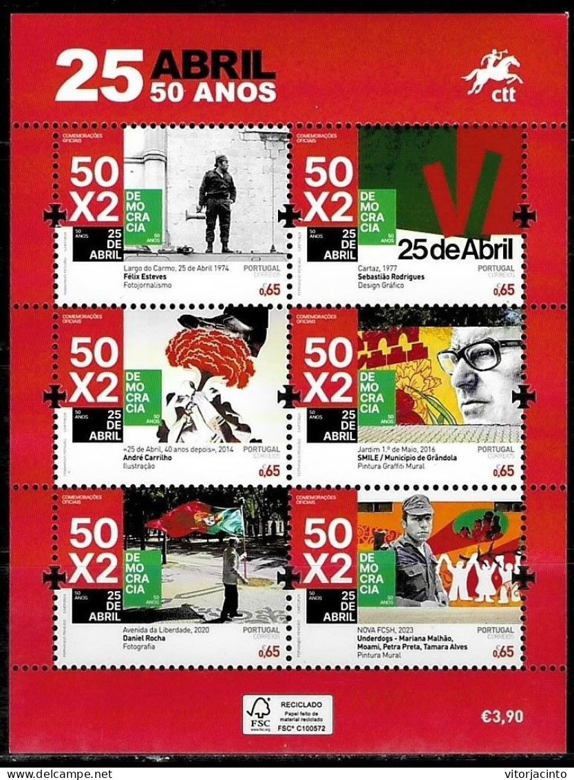 PORTUGAL - 25 April - 50 Years - The Arts Of 25 April (Miniature Sheet) - Date Of Issue: 2024-03-28 - Nuevos