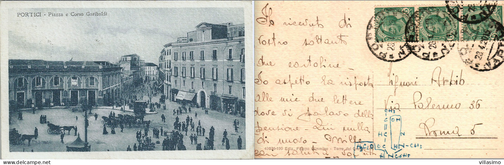 Campania - Napoli - Portici - Piazza E Corso Garibaldi - V. 1920 - Portici