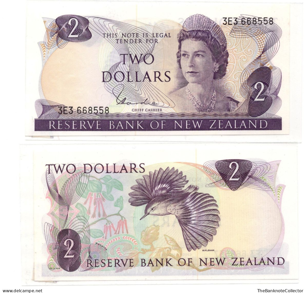 New Zealand Two (1) Dollars QEII ND 1967-1981 Hardie Sign P-164 UNC - Nouvelle-Zélande