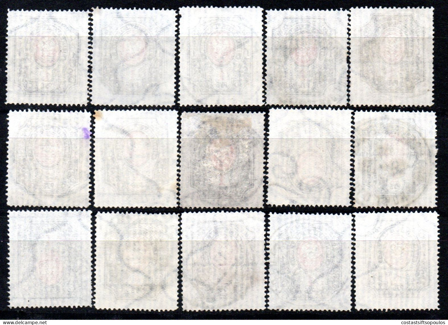 1883. RUSSIA 1902  15 X 1R. SC.68 VERY NICE POSTMARKS LOT. - Used Stamps