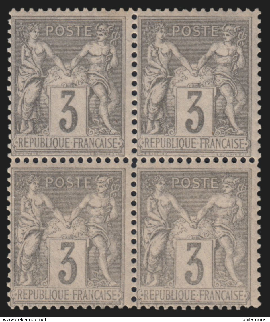 N°87 Bloc De Quatre, Sage 3c Gris, Neuf ** Sans Charnière - TB - 1876-1898 Sage (Type II)
