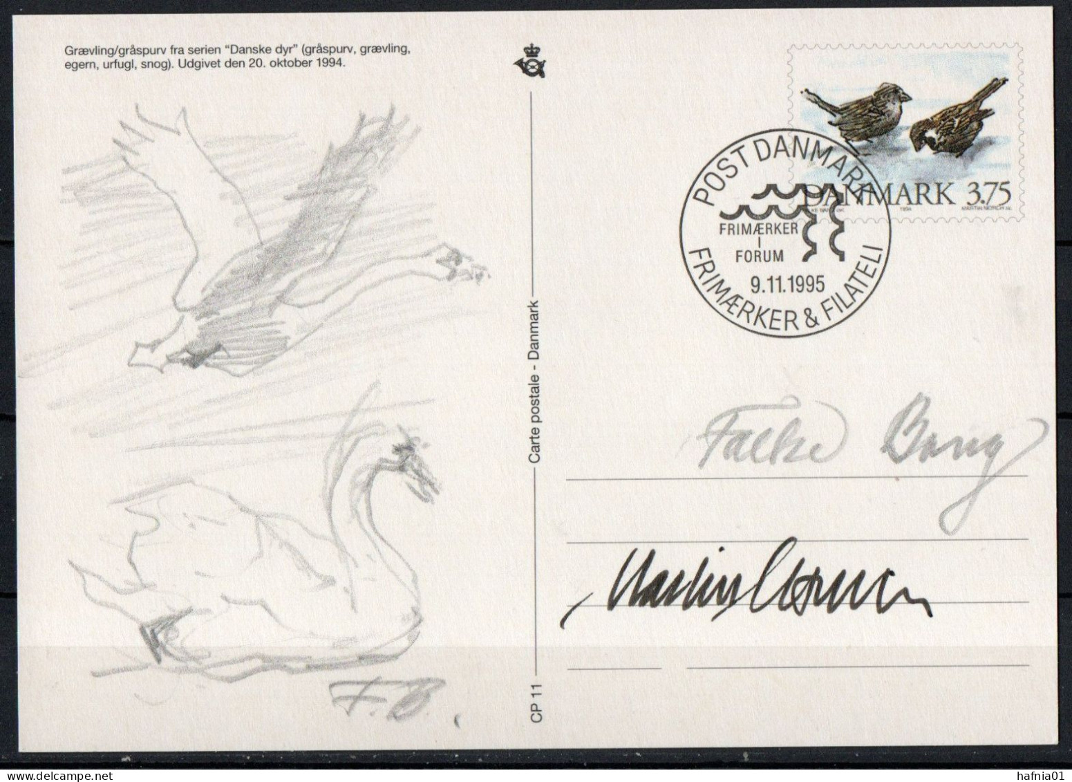 Martin Mörck. Denmark 1995.  Michel 1086 On Illustrated Card, Special Cancel. Signed. - Covers & Documents