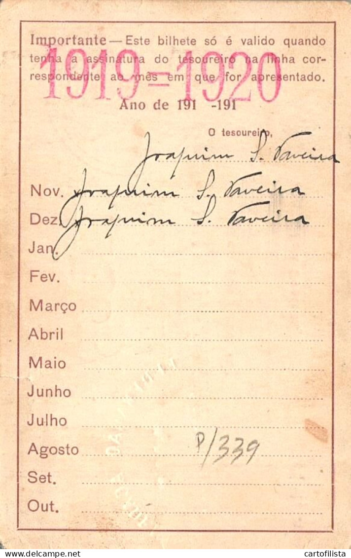 PORTO - Cartão De Sócio Da FEDERAÇÃO ACADÉMICA DO PORTO 1919-1920   (2 Scans) - Porto