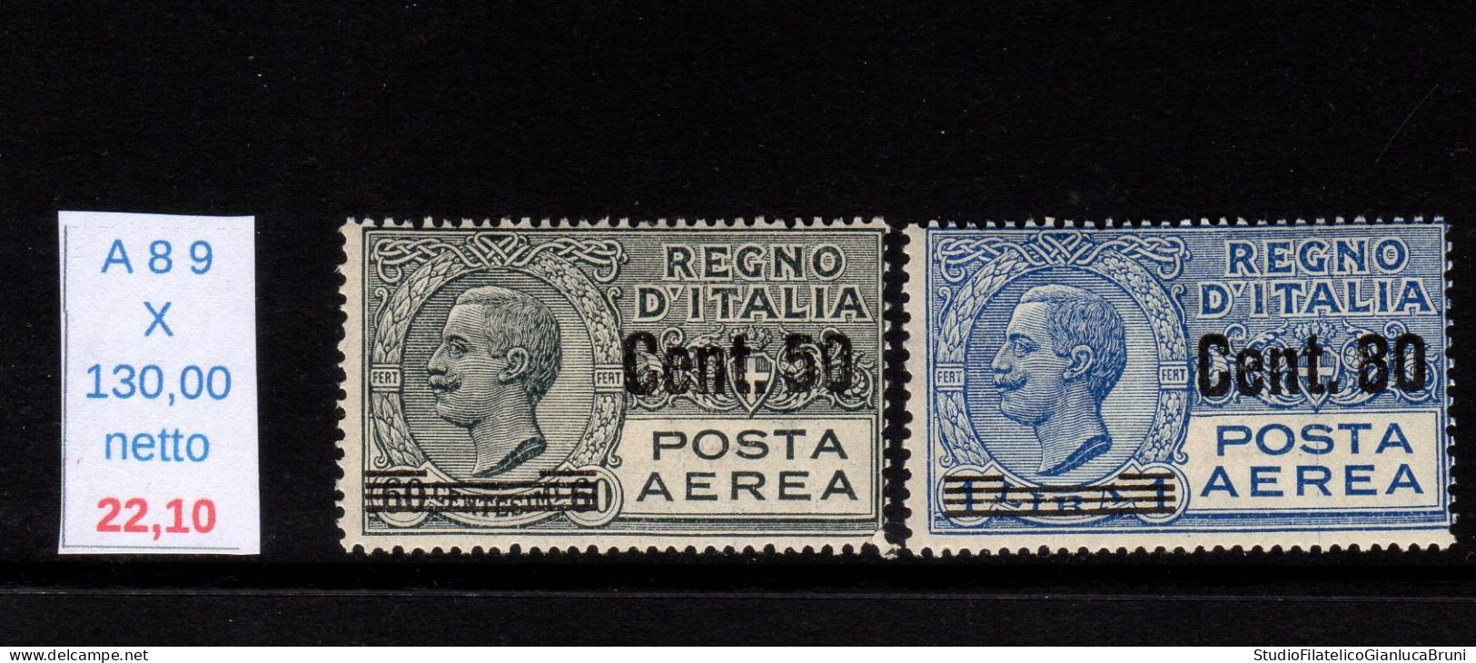 Posta Aerea Effige Vittorio Emanuele III Soprastampati 2 Valori - Mint/hinged