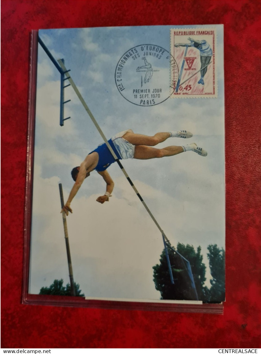 Carte Fdc Maxi 1970 PARIS 1ER CHAMPIONNATS EUROPE ATHLETISME SAUT A LA PERCHE - 1970-1979