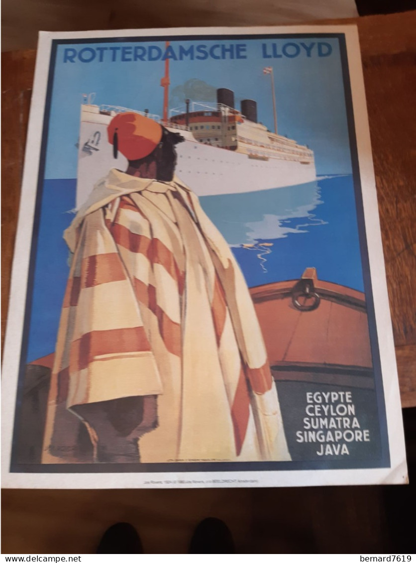 Affiche Bateau - Rotterdamsche Lloyd - Egypte - Ceylon - Sumatra - Singapore - Java - Afiches