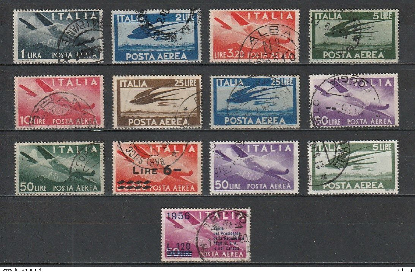 1946 DEMOCRATICA AEREA Con GRONCHI SERIE COMPLETA USATO - Airmail