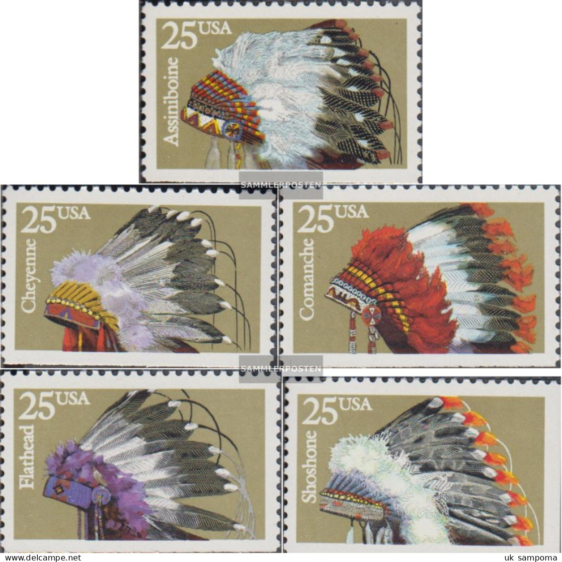 U.S. 2098Du-2102Eru (complete Issue) Unmounted Mint / Never Hinged 1990 Indians Kopfschmuck - Unused Stamps