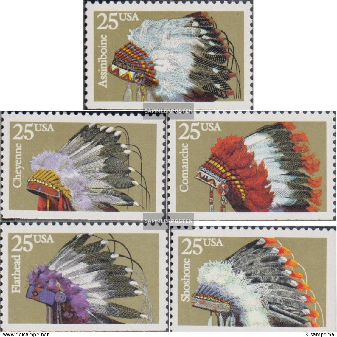 U.S. 2098Du-2102Eru (complete Issue) Unmounted Mint / Never Hinged 1990 Indians Kopfschmuck - Ungebraucht