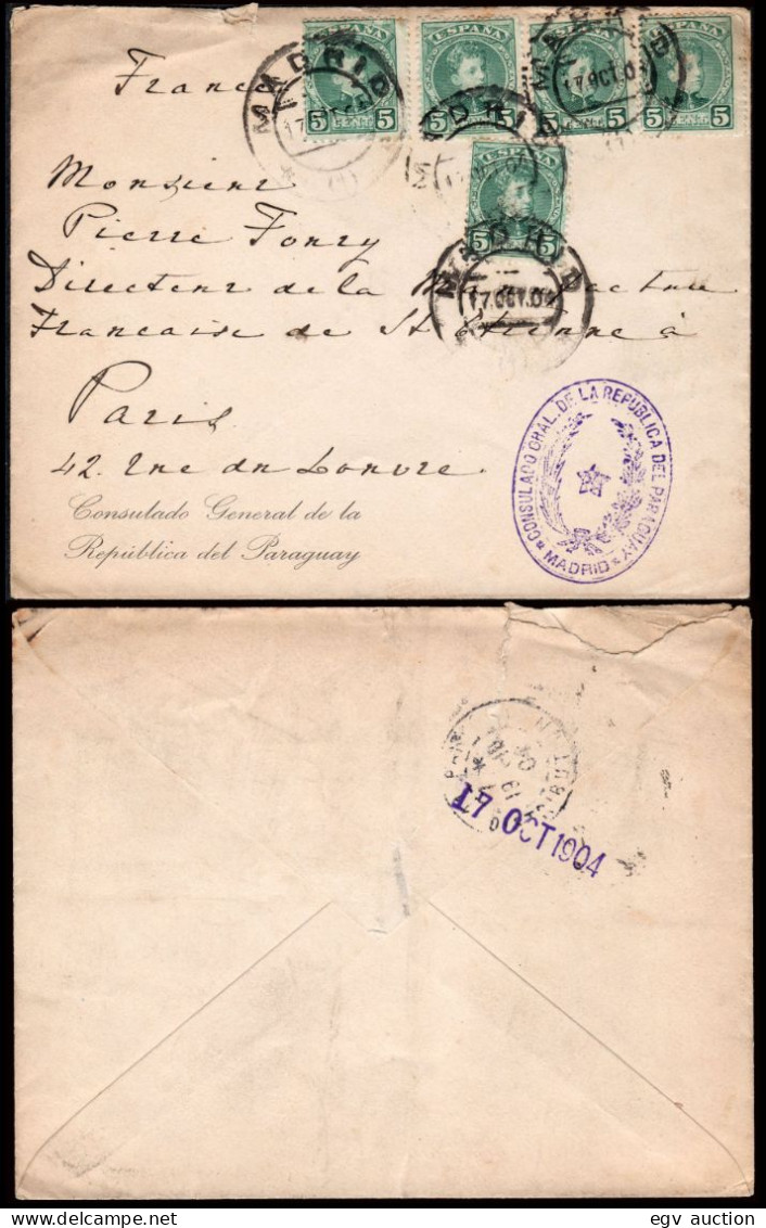 Madrid - Edi O 242 - Sobre Membrete "Consulado Gral. Republica Del  Paraguay - Madrid" A Paris - Cartas & Documentos