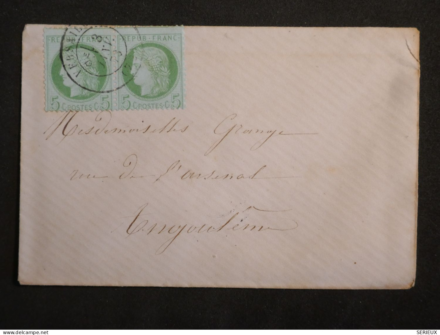 DM20  FRANCE  BELLE LETTRE  1873 VERSAILLES A ANGOULEME  ++ ¨PAIRE DE  CERES 5C ++++AFF.   INTERESSANT+ + - 1849-1876: Période Classique