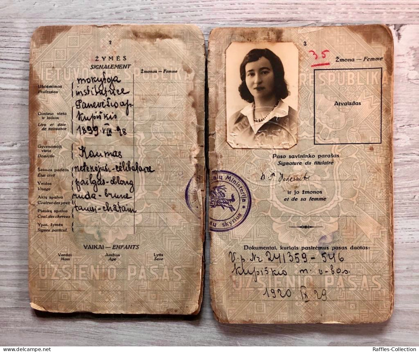 Lithuania 1931 Passport For A Jewish Lady Issued In Kovno - Palestine Visa Passeport Reisepass Pasaporte Passaporto - Historical Documents