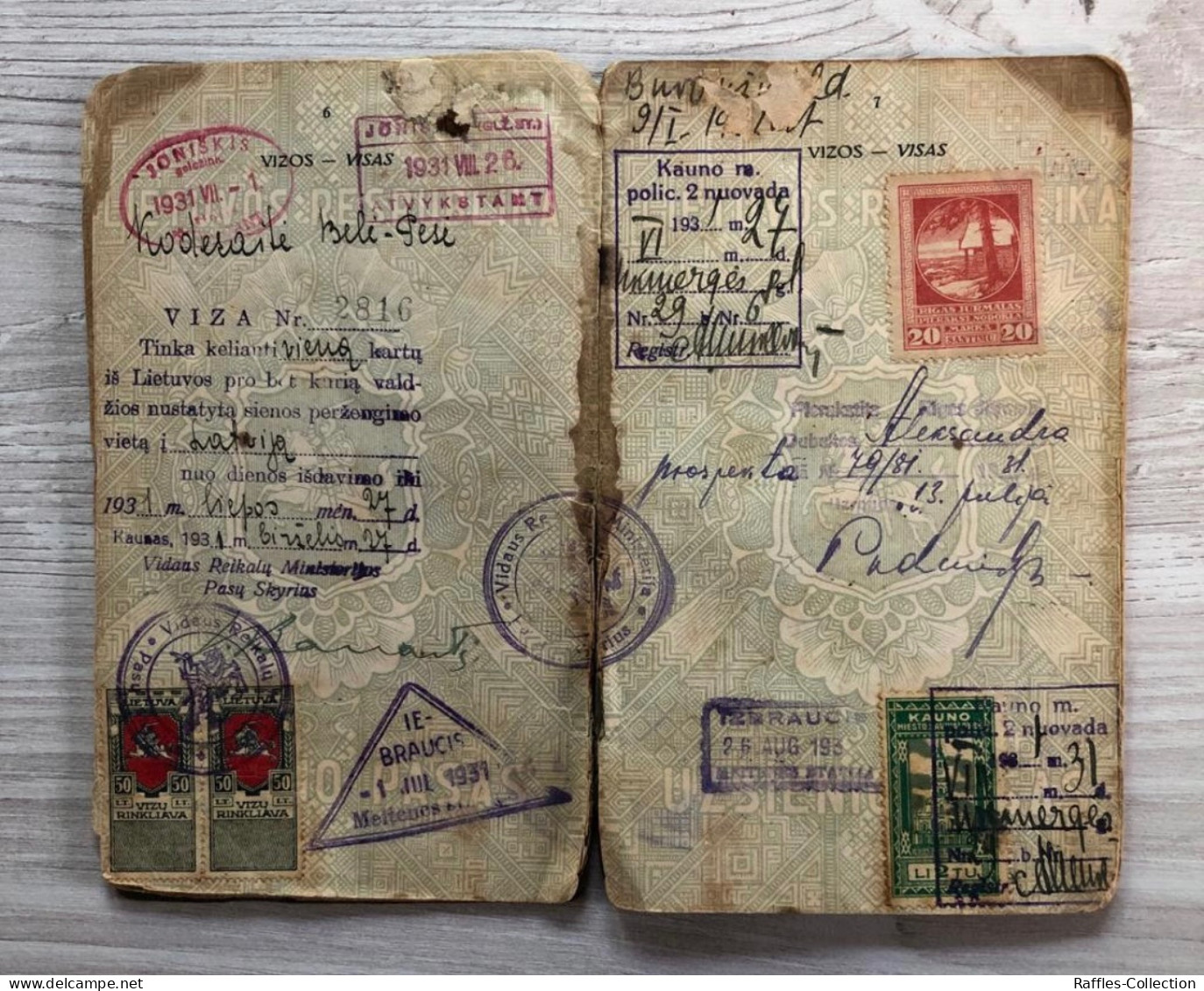 Lithuania 1931 Passport For A Jewish Lady Issued In Kovno - Palestine Visa Passeport Reisepass Pasaporte Passaporto - Historische Dokumente