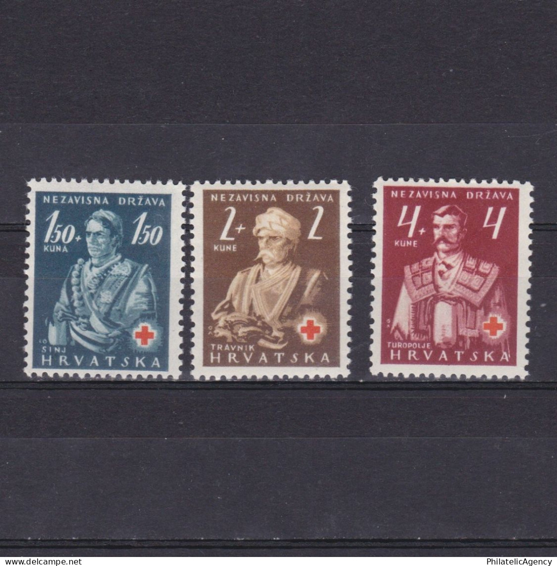 CROATIA 1942, Sc# B3-B5, Costumes, MH - Croatie