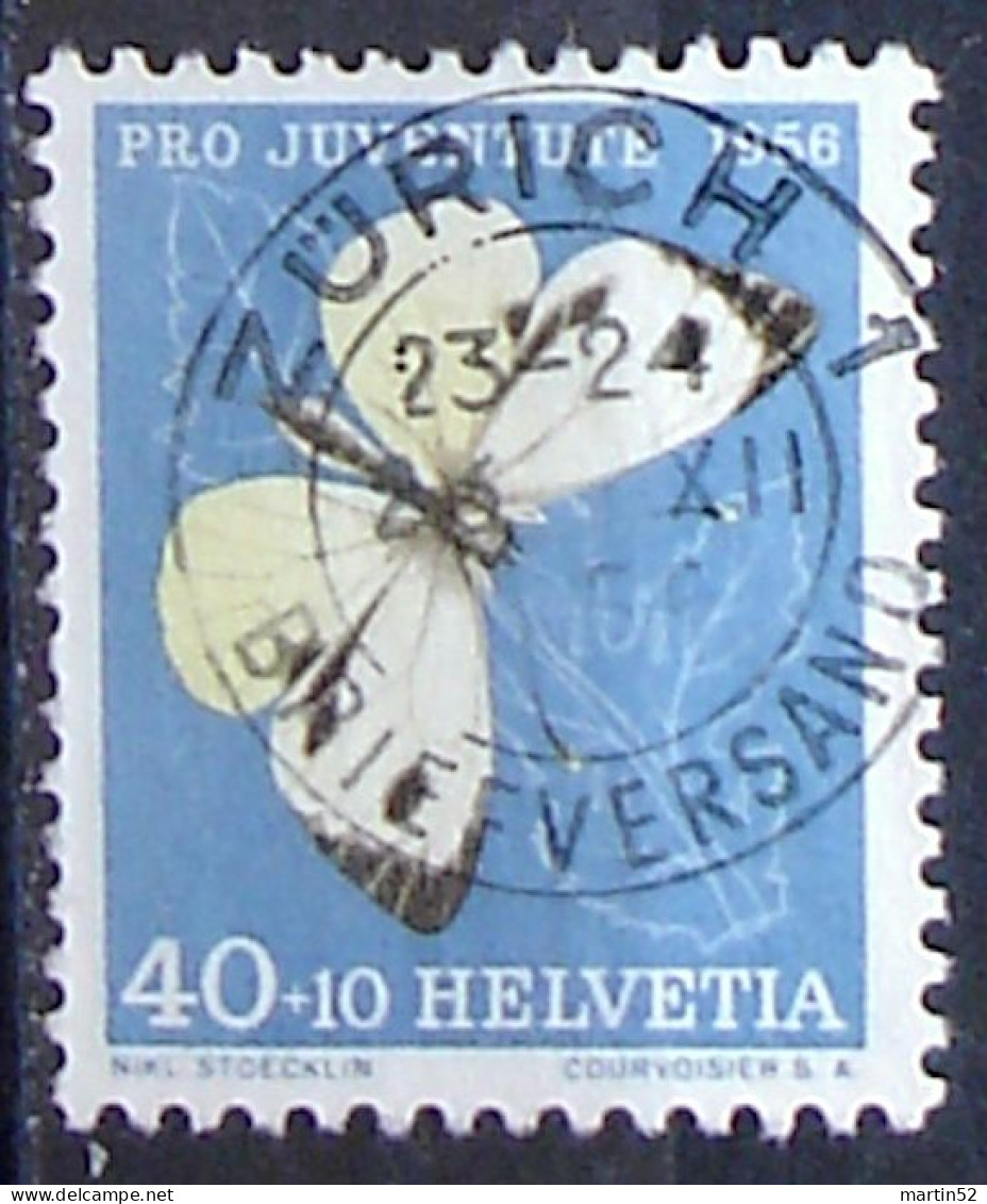 Schweiz Suisse Pro Juventute 1956: Pieris Brassicae WI 167 Mi 636 Yv 585 Voll-Stempel ZÜRICH 26.XII.1956 (Zu CHF 8.00) - Gebraucht