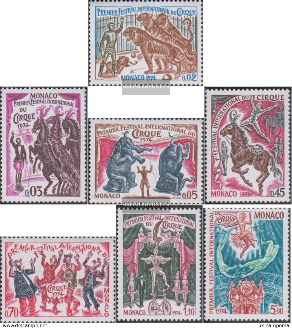 Monaco 1130-1136 (complete Issue) Unmounted Mint / Never Hinged 1974 Circus-Festival - Nuovi