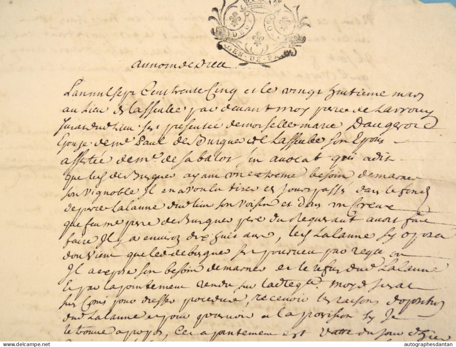 ● Généralité De PAU 1735 - De Larrouy (Lavrouy ?) Lasseube De Burgue Lalanne Escoubet Acte Manuscrit Basses Pyrénées - Seals Of Generality