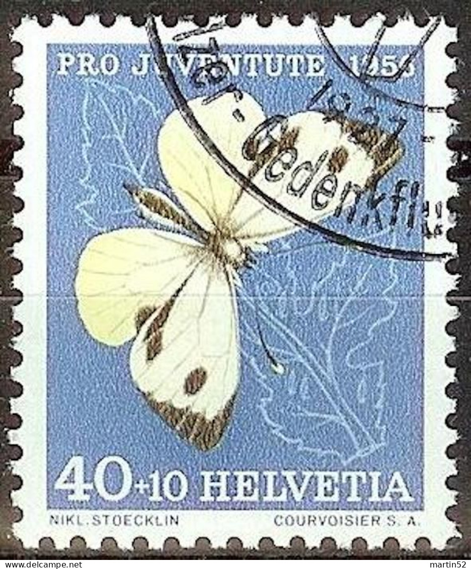 Schweiz Suisse Pro Juventute 1956: Pieris Brassicae WI 167 Mi 636 Yv 585 Sonder-⊙ Mittelholzer Gedenkflug (Zu CHF 8.00) - Gebraucht