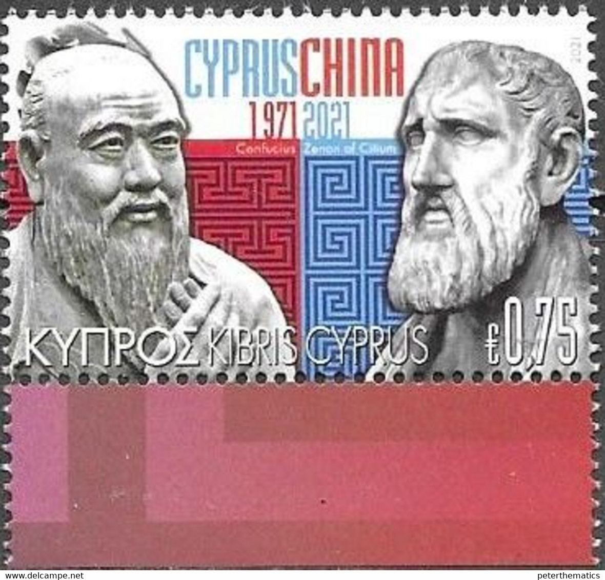 CYPRUS, 2021, MNH, RELATIONS WITH CHINA, CONFUCIUS,ANCIENT PHILOSOPHERS, ZENON,1v - Unclassified