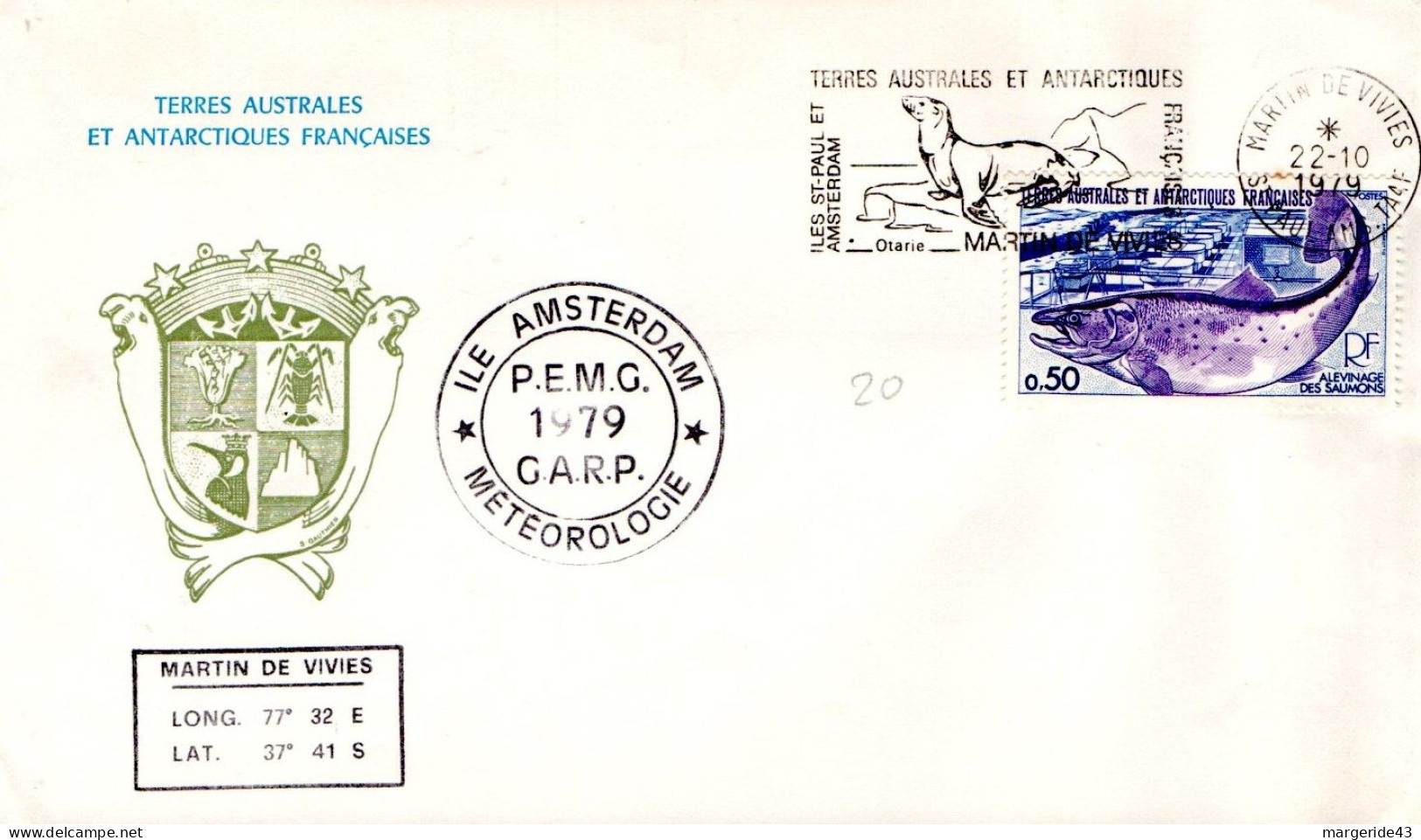 TAAF LETTRE DE MARTIN DE VIVIES 1979 - Storia Postale