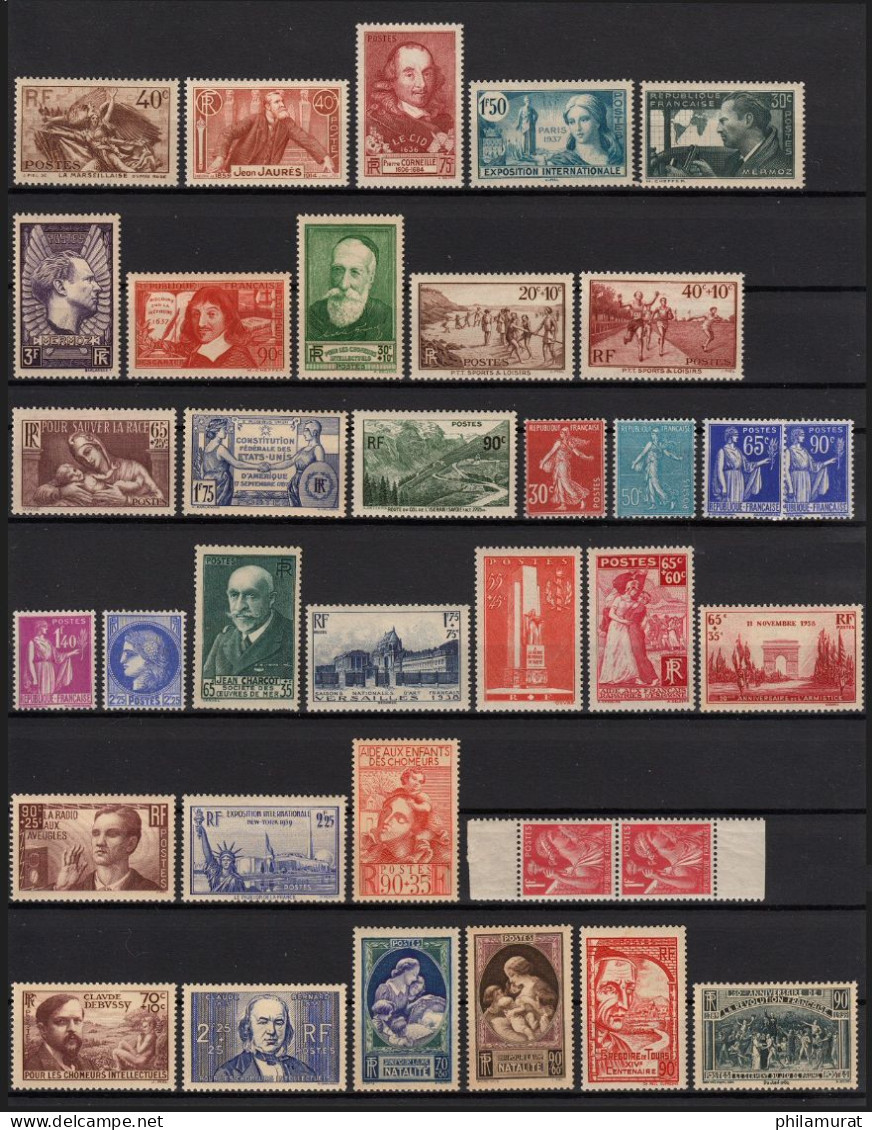 France 1936/1940, Lot Entre N° 315 Et 461, Neufs ** Sans Charnière COTE 350€ TB - Unused Stamps