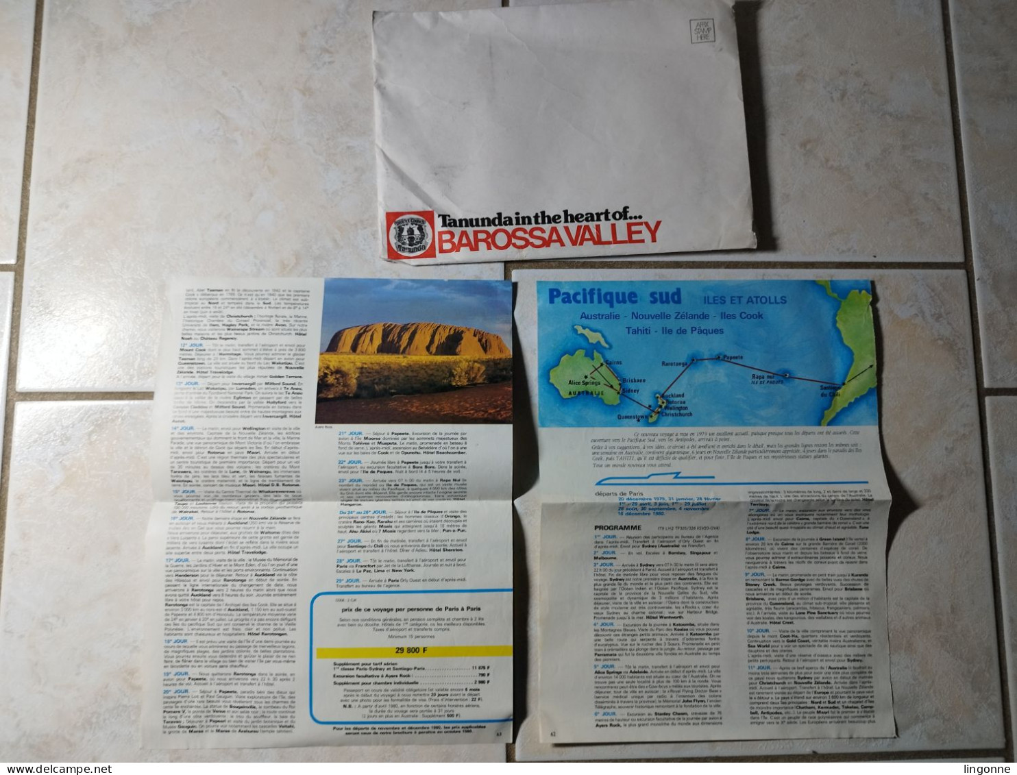 1980 PROGRAMME De VOYAGE NOUVELLE ZELANDE FIDJI AUSTRALIE ILES COOK TAHITI ILE DE PAQUES + ENVELOPPE - Programmes