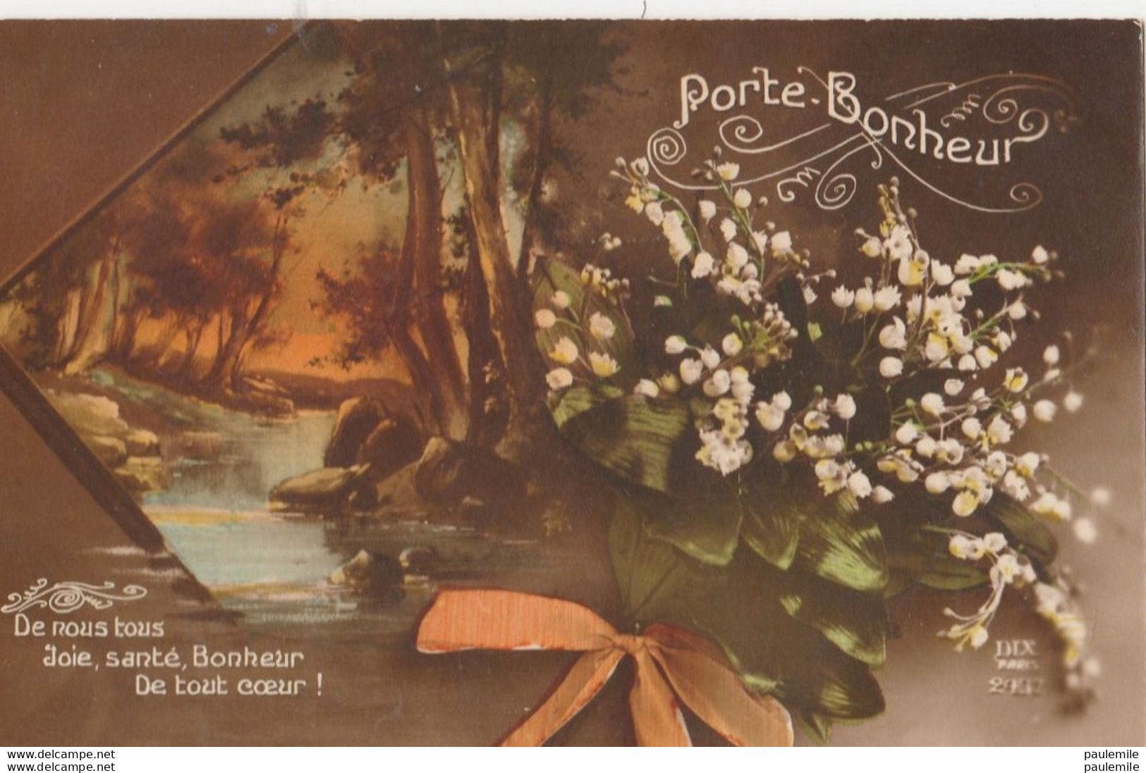 CPA     F56    FANTAISIE   MUGUET PORTE BONHEUR CITATION    PAYSAGE     LUX - Flowers
