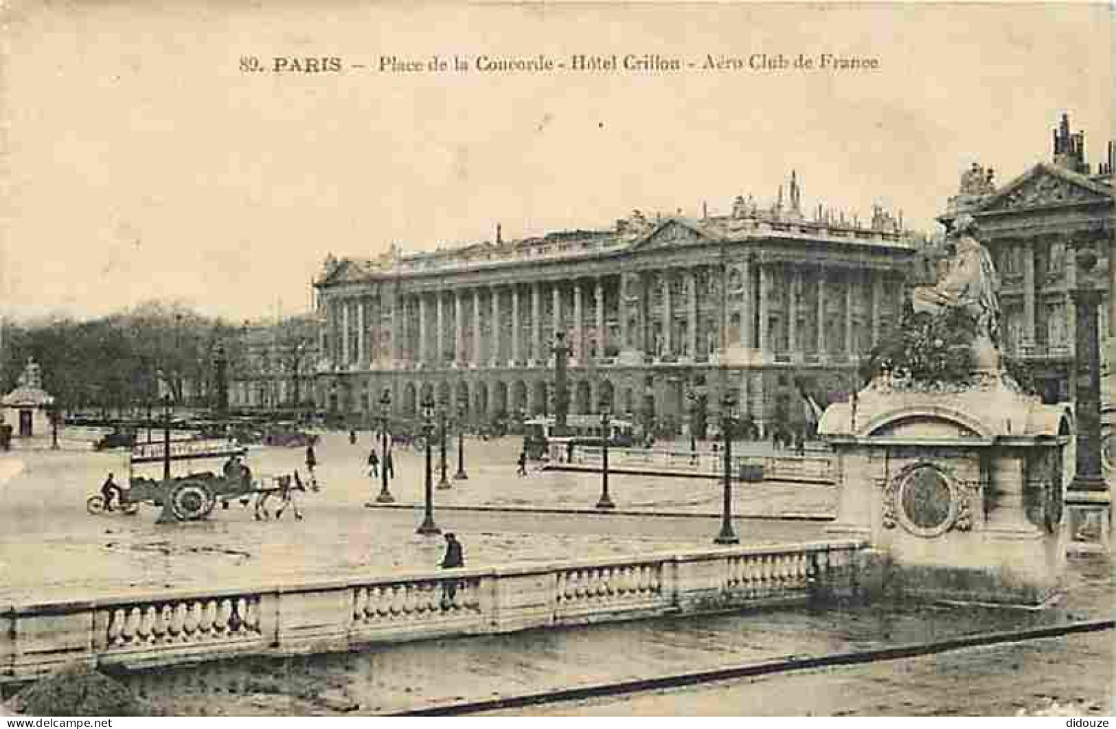 75 - Paris - Place De La Concorde - Hotel Grillon - Aéro Club De France - Animée - Attelage De Chevaux - Automobiles - C - Plazas