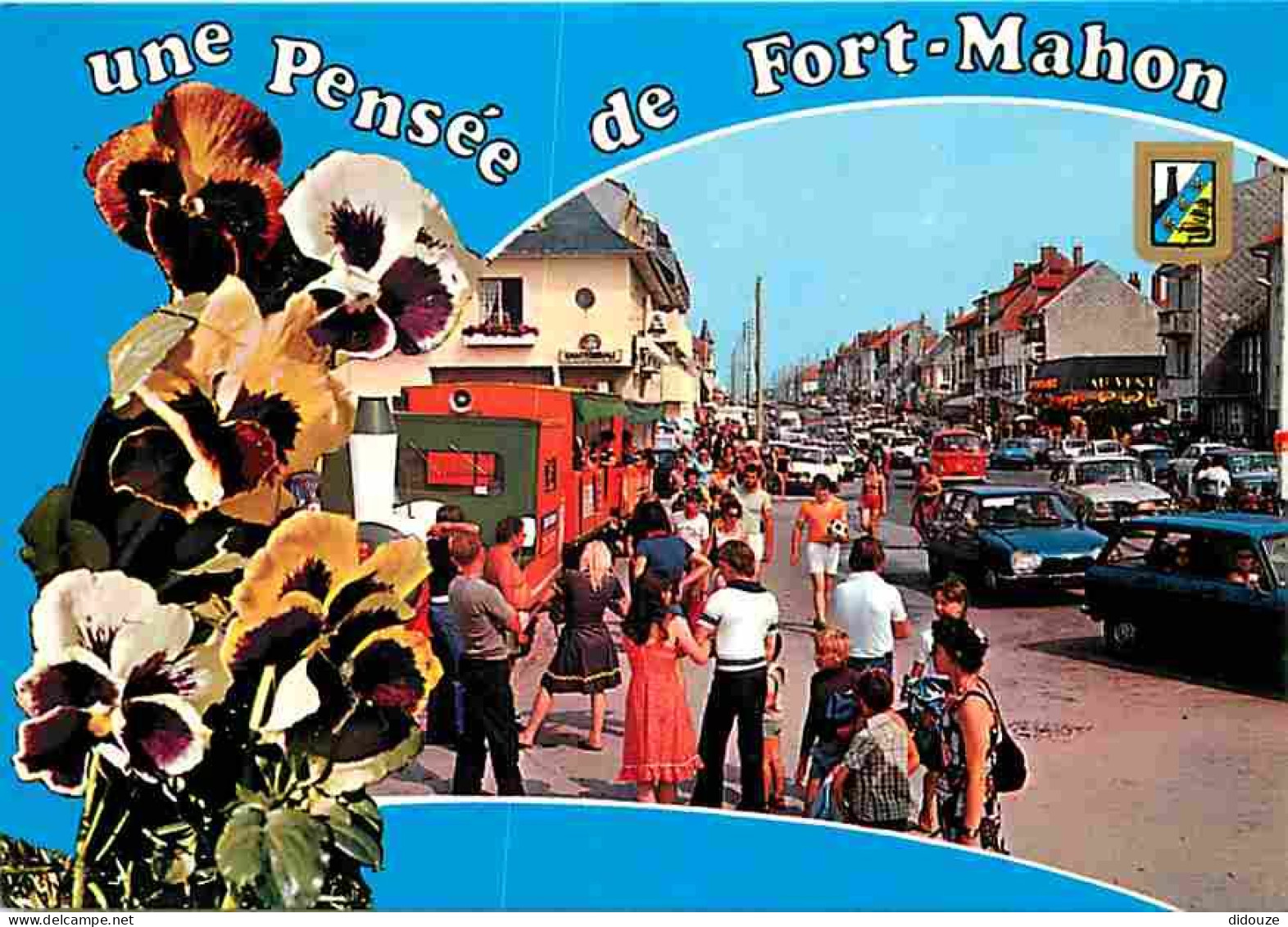 80 - Fort Mahon - L'Avenue De La Plage Et Le Petit Train - Automobiles - Blasons - Flamme Postale - CPM - Voir Scans Rec - Fort Mahon