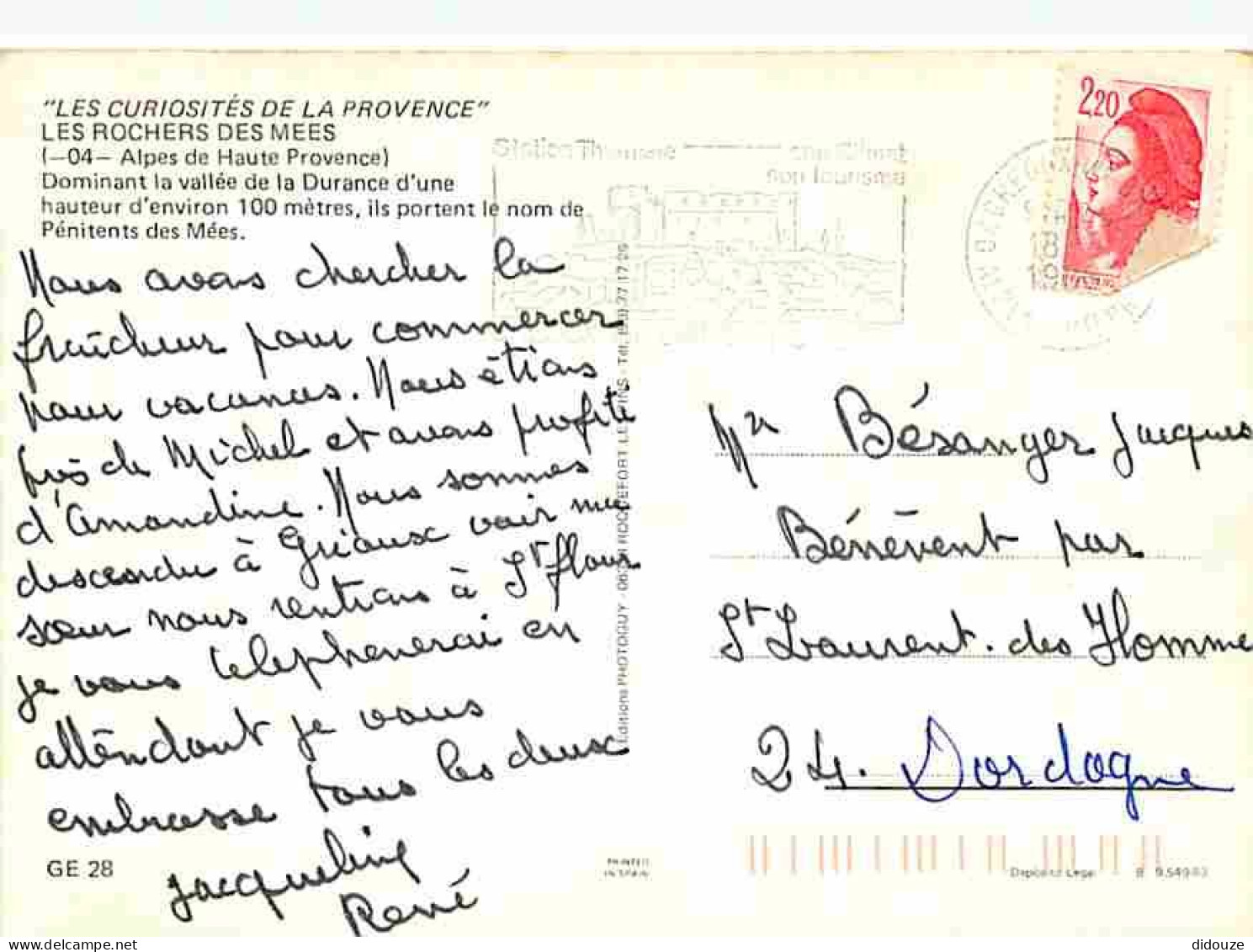 04 - Les Mées - Les Rochers Des Pénitents - Flamme Postale De Gréoux Les Bains - CPM - Voir Scans Recto-Verso - Sonstige & Ohne Zuordnung