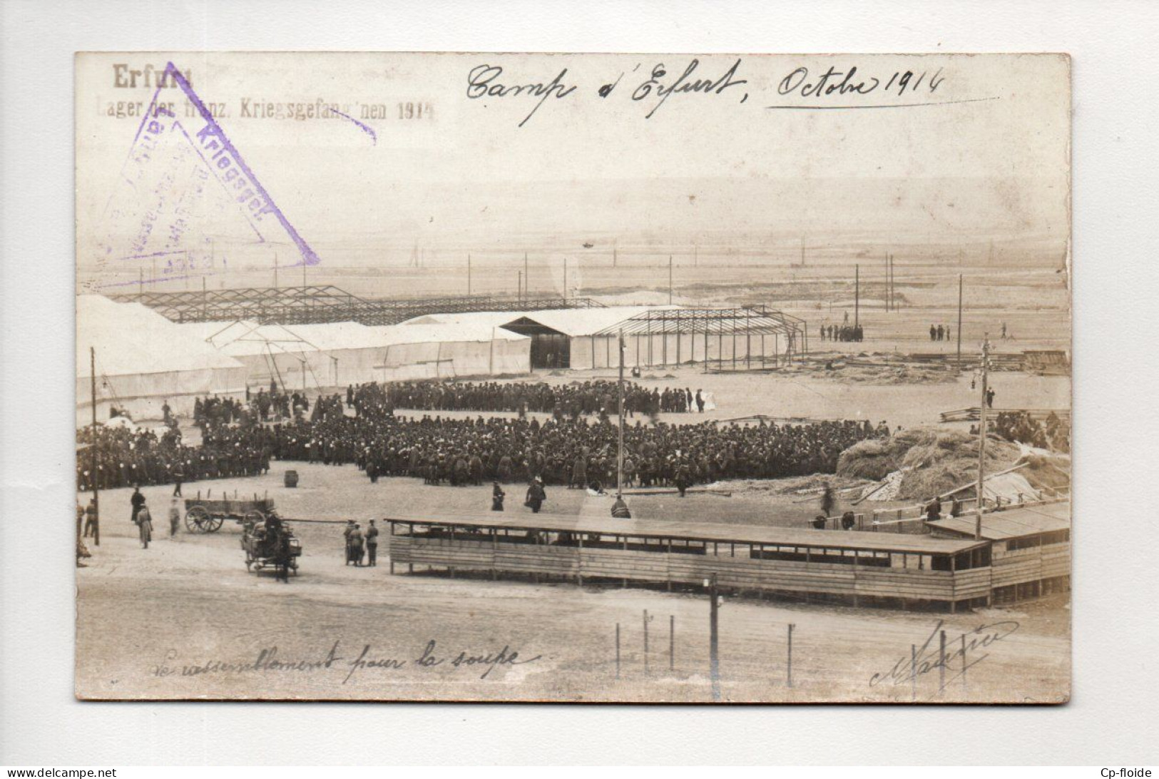 MILITARIA . CAMP D'ERFURT . LAGER DER FRANZ KRIEGSGEFANGENEN . LE RASSEMBLEMENT POUR LA SOUPE - Réf. N°38720 - - Weltkrieg 1914-18