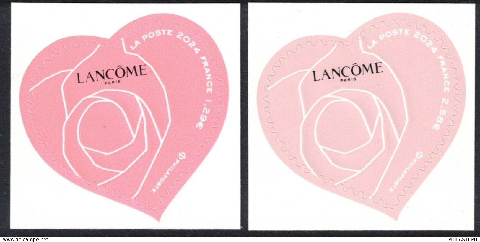 France 2024 - Paire Cœurs Adhésifs Lancôme - YT 2387/88 Neuf - Unused Stamps