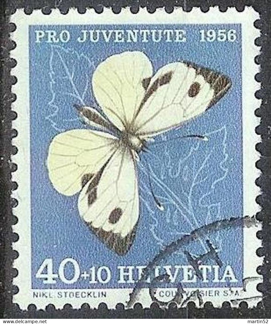 Schweiz Suisse Pro Juventute 1956: Pieris Brassicae WI 167 Mi 636 Yv 585 Mit Eck-Stempel ZÜRICH -17 (Zu CHF 8.00) - Papillons