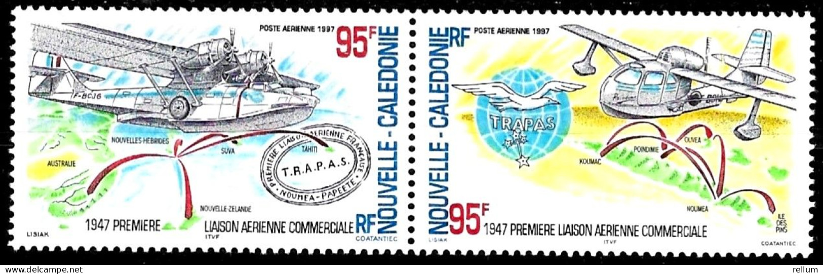 Nouvelle Calédonie 1997- Yvert Nr. PA 345/346 Se Tenant - Michel Nr. 1106/1107 Zusammenhängend ** - Unused Stamps