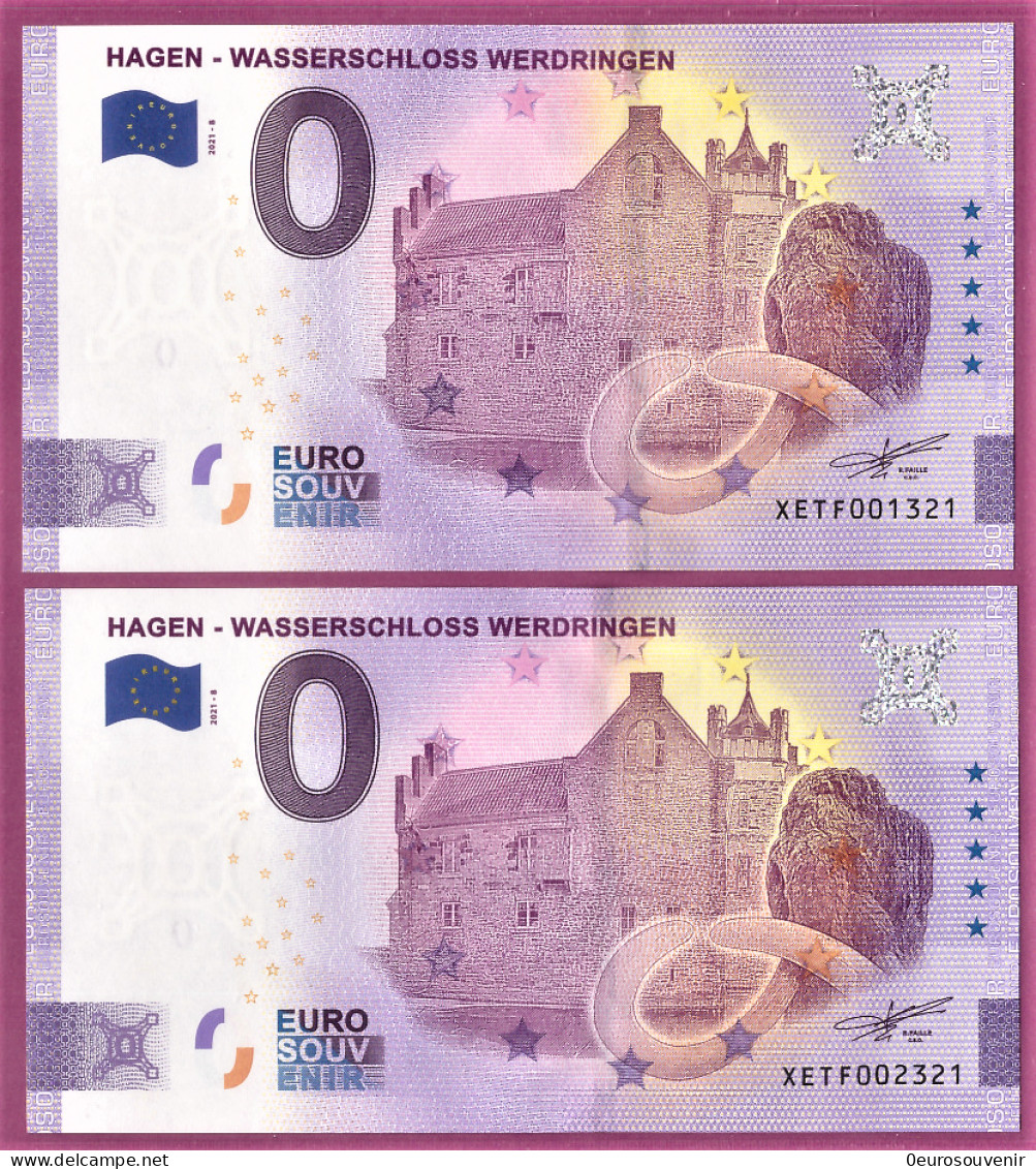 0-Euro XETF 2021-8 HAGEN - WASSERSCHLOSS WERDRINGEN  SET NORMAL+ANNIVERSARY - Privatentwürfe