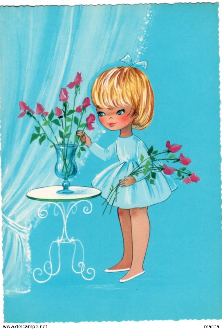 Fillette - Girl - Mädchen- Meisje Met Rozen - Children's Drawings