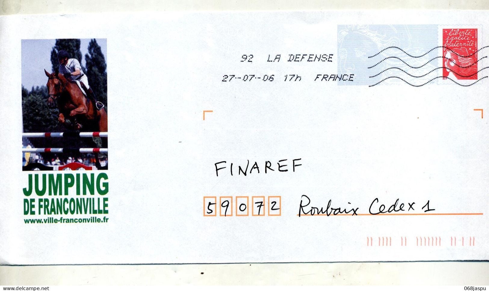 Pap Luquet Flamme Chiffree Illustré Jumping Cheval Franconville - Prêts-à-poster:Overprinting/Luquet