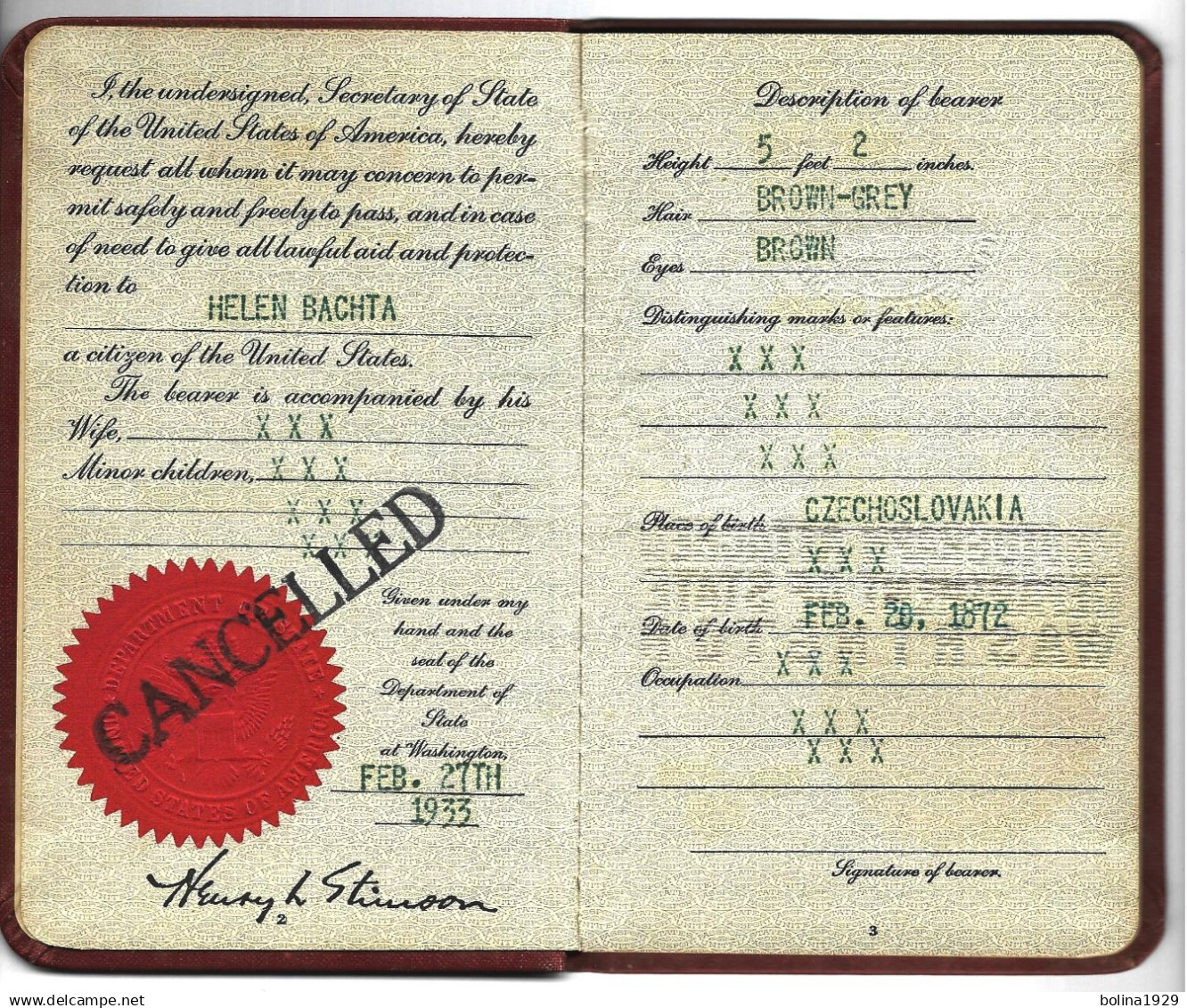 1929 US Special Pilgrimage Passport - Documenti Storici