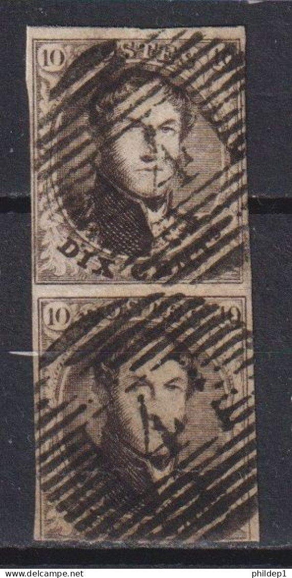 BelgiqueCOB N° 6A X 2 Oblitérés. Marges Un Peu Courtes - 1851-1857 Medallones (6/8)