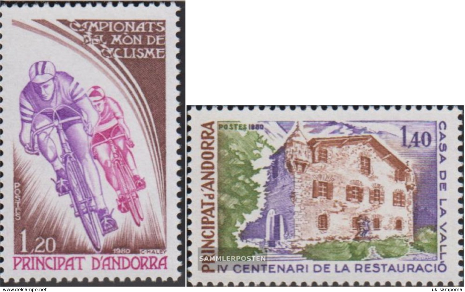 Andorra - French Post 309,310 (complete Issue) Unmounted Mint / Never Hinged 1980 Radmeisterschaft, Town Hall - Cuadernillos