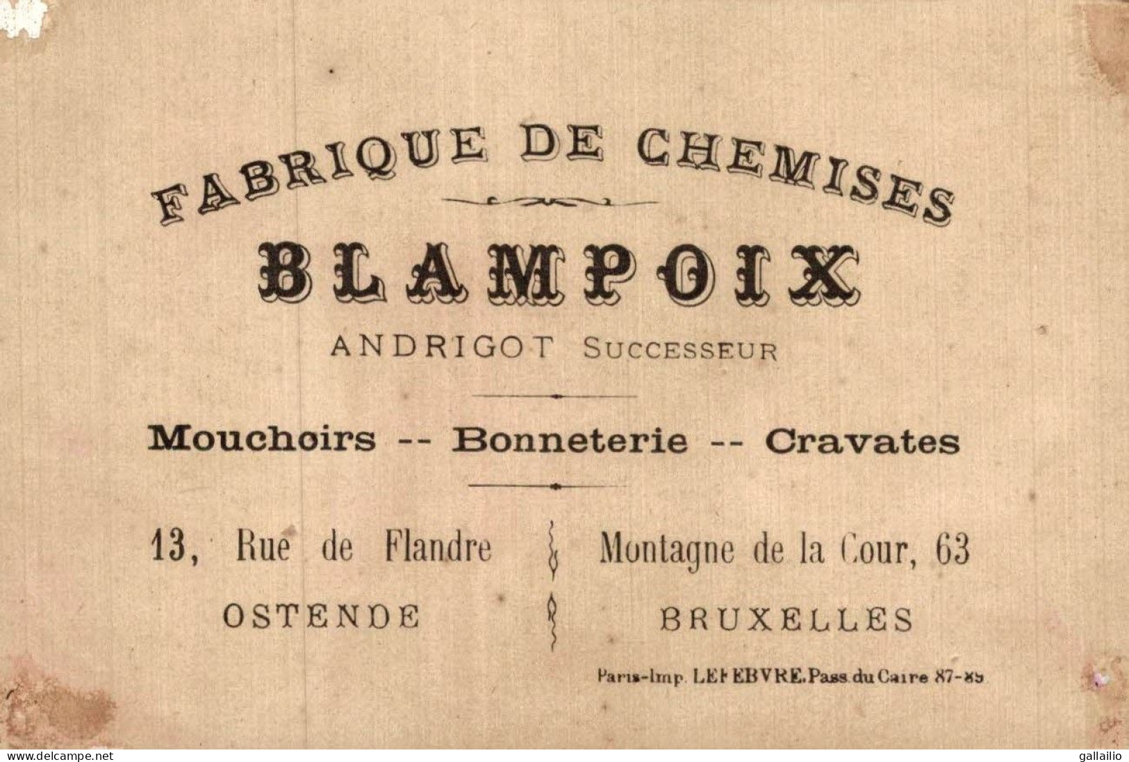 CHROMO CHEMISE BLAMPOIX BRUXELLES - Andere & Zonder Classificatie