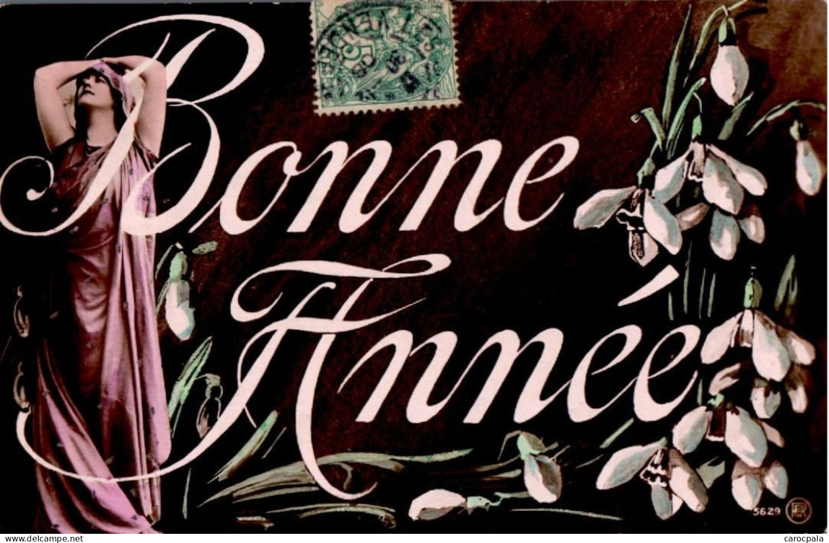 Carte 1900 Femme élégante Style Reutlinger : Bonne Année - Mujeres