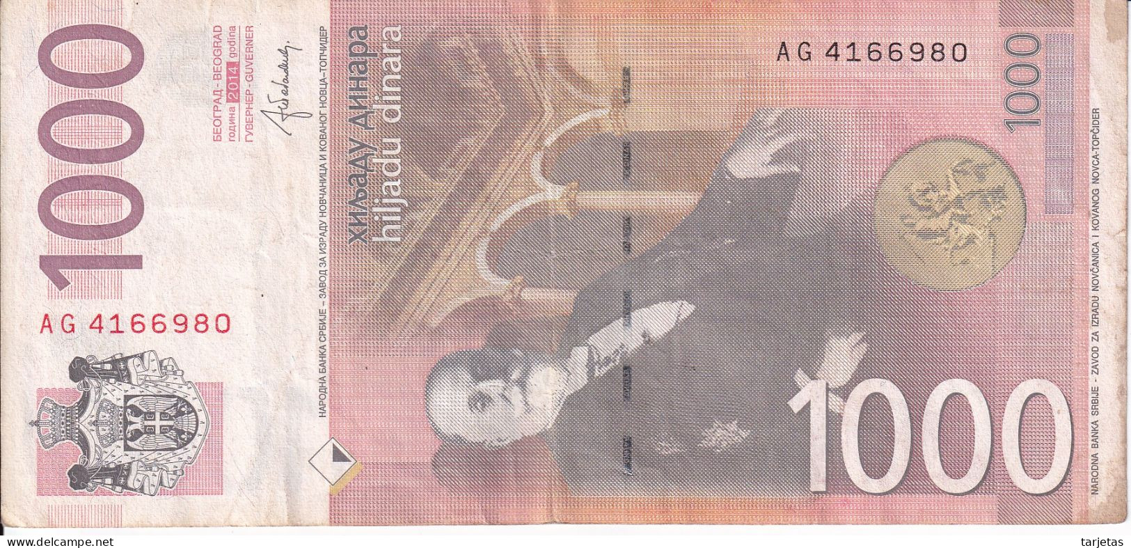 BILLETE DE SERBIA DE 1000 DINARA DEL AÑO 2014 (BANKNOTE) - Servië