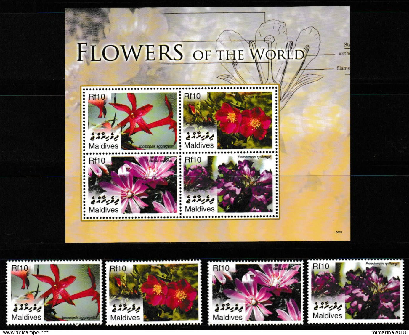 MALDIVES  2006  MNH  "FLOWERS" - Sonstige & Ohne Zuordnung