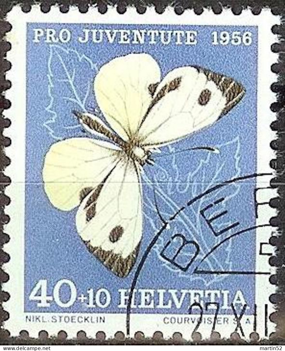 Schweiz Suisse Pro Juventute 1956: Pieris Brassicae WI 167 Mi 636 Yv 585 Mit Eck-Stempel BERN 27.XII.56 (Zu CHF 8.00) - Gebraucht