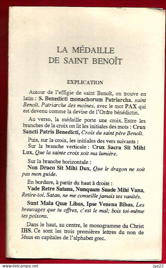 Image Pieuse La Médaille De Saint Benoît - Explications Historique Effets Bénédiction Prière - Abbaye St Pierre Solesmes - Devotieprenten