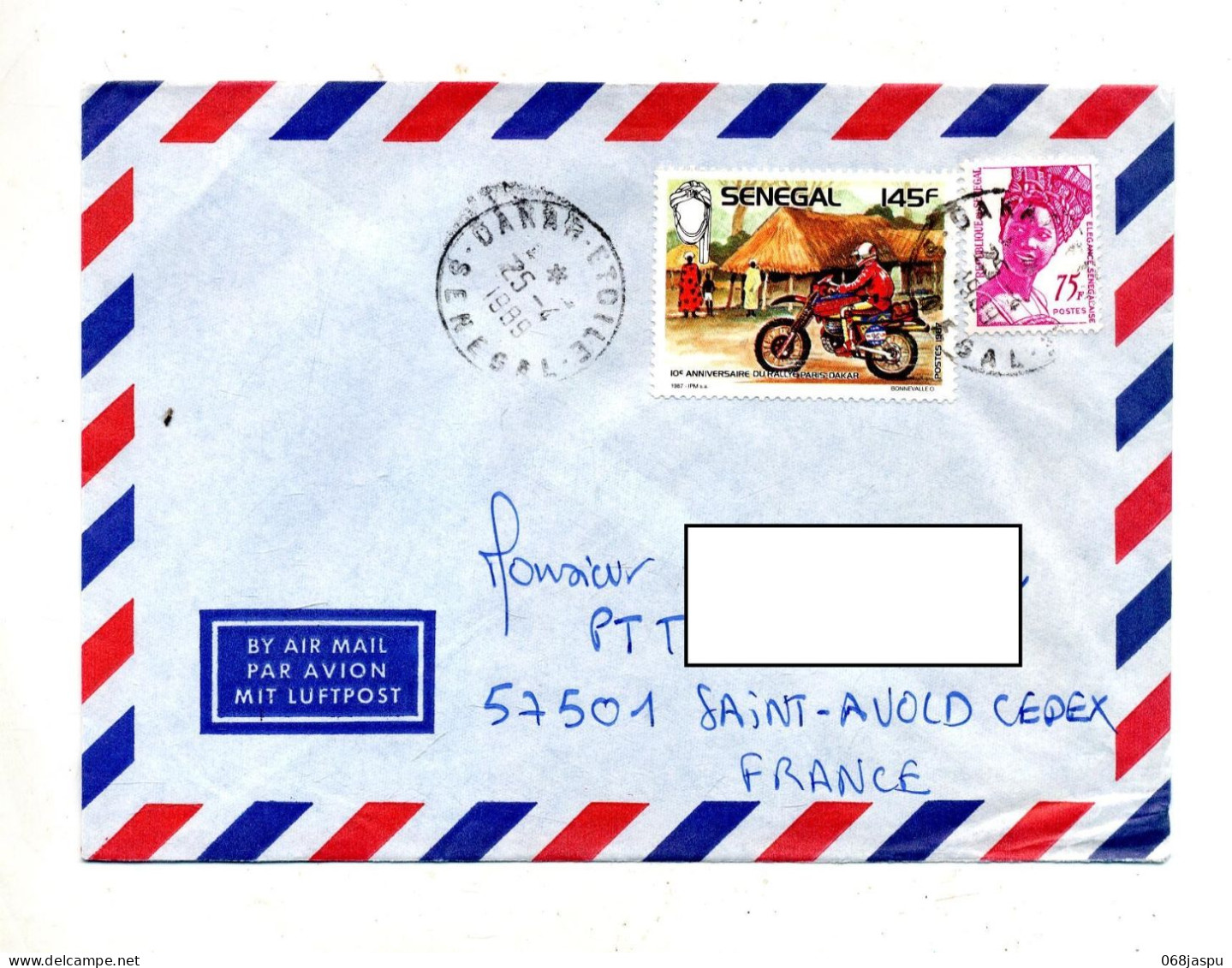 Lettre Cachet Dakar Sur Moto Femme - Senegal (1960-...)