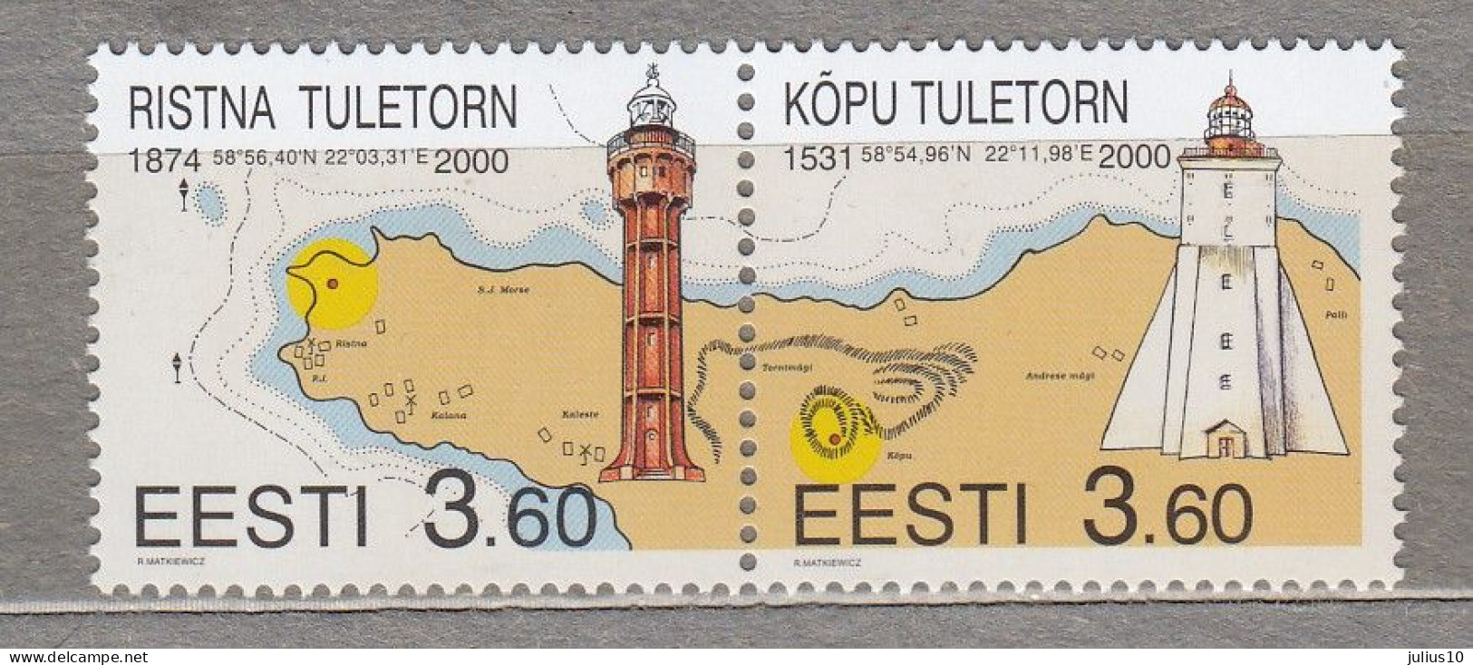 ESTONIA 2000 Lighthouse MNH(**) Mi 365-366 # Est307 - Estonia